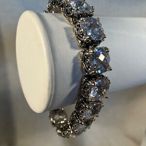 Vintage original Park Lane signature bracelet, clear cushion cut cubic zirconia.